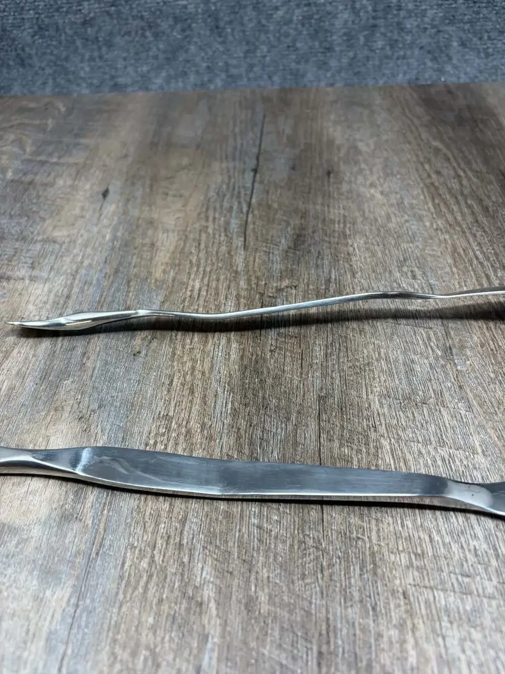 Arthur Salm style Mid Century Modern Stainless Steel Salad Serving Utensils Set